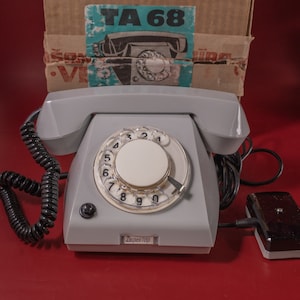 NOS vintage rotary phone grey VEF TA-68 Retro Old fashioned telephone Desk dial landline phone office decor 80s