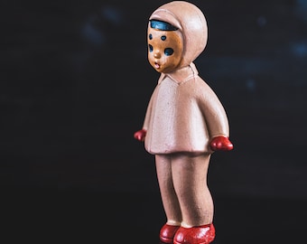 Old rubber toy Pink rubber doll USSR collectible Squeak toys for toddlers