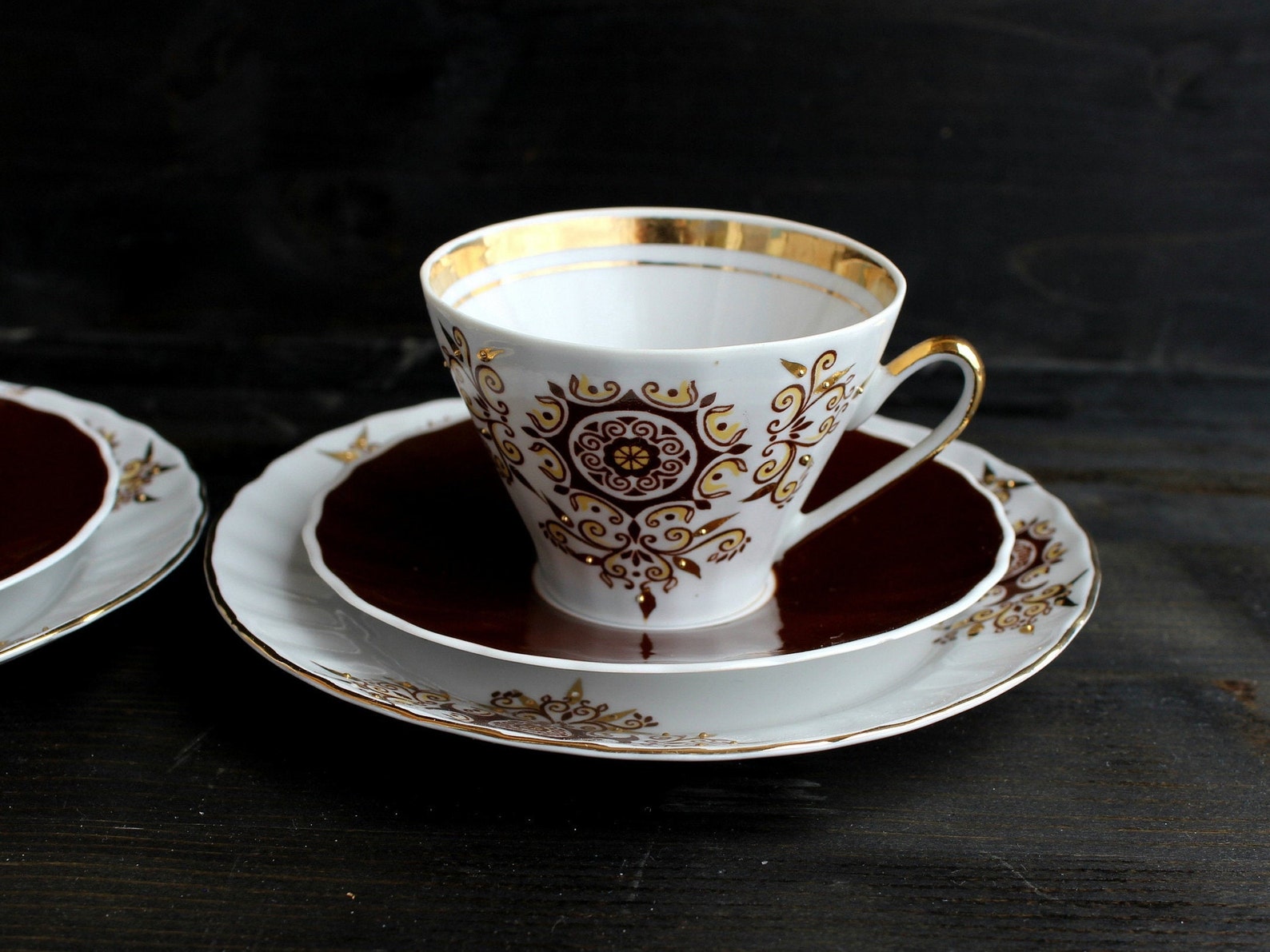 Small coffee cup and saucer set USSR porcelain espresso cups Etsy