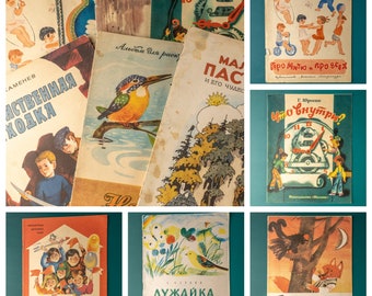 Vintage used kids books in Russian language 70s 80s Bulk preschool educational books