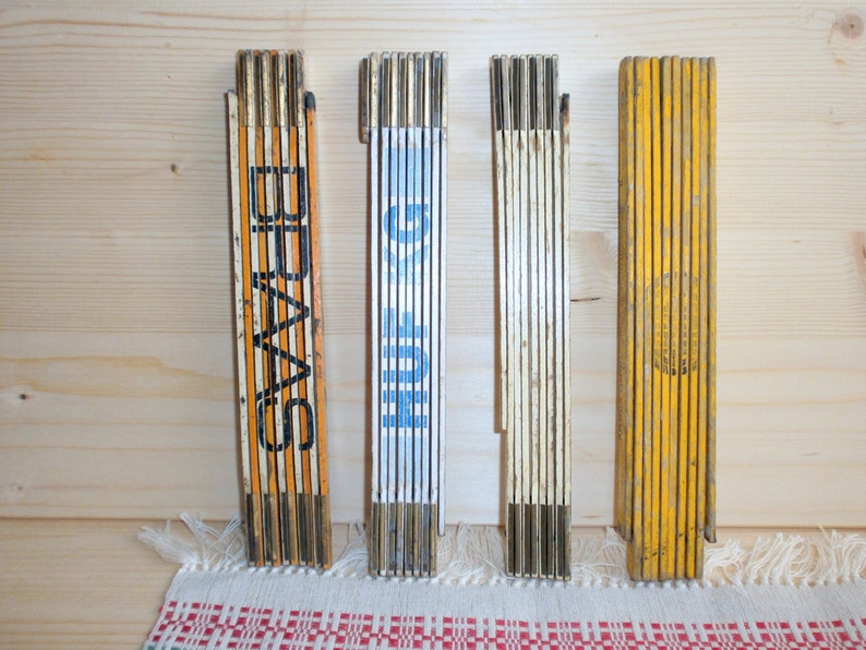 Industrial supplies Measuring tools Meter stick collapsing ruler Old wooden folding wooden ruler 2 meter length ruler yellow white ruler