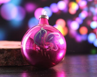 Christmas MINI Pink Purple Magenta Plastic Ornaments 1.5" Set of 12 