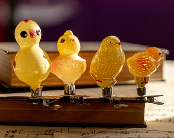* vintage ornament ୨୧ * かわいい 鶏さん オーナメント Vintage Christmas Ornament Glass Chick Rooster Hen Clip on