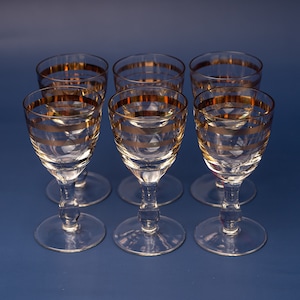 Vintage glassware liqueur glasses set of 6 Stemmed shot glasses Old fashioned glass barware 50s