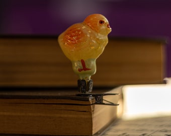 Vintage Christmas Ornament Glass Chick Rooster Hen Clip on