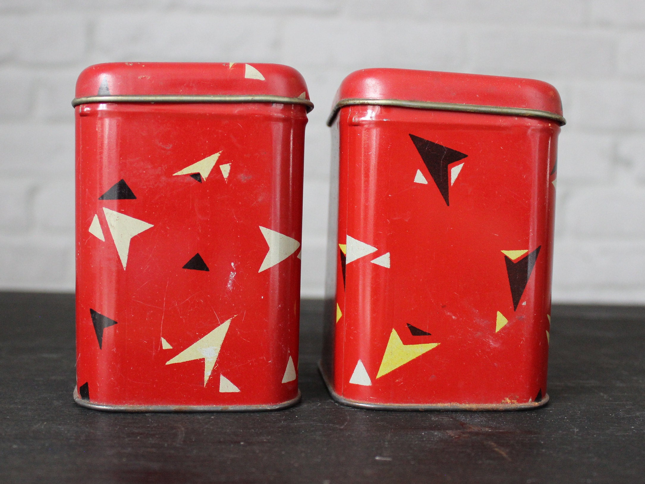 Vintage Küche Kanister Set / bemalte Metall Dose / dekorative | Etsy