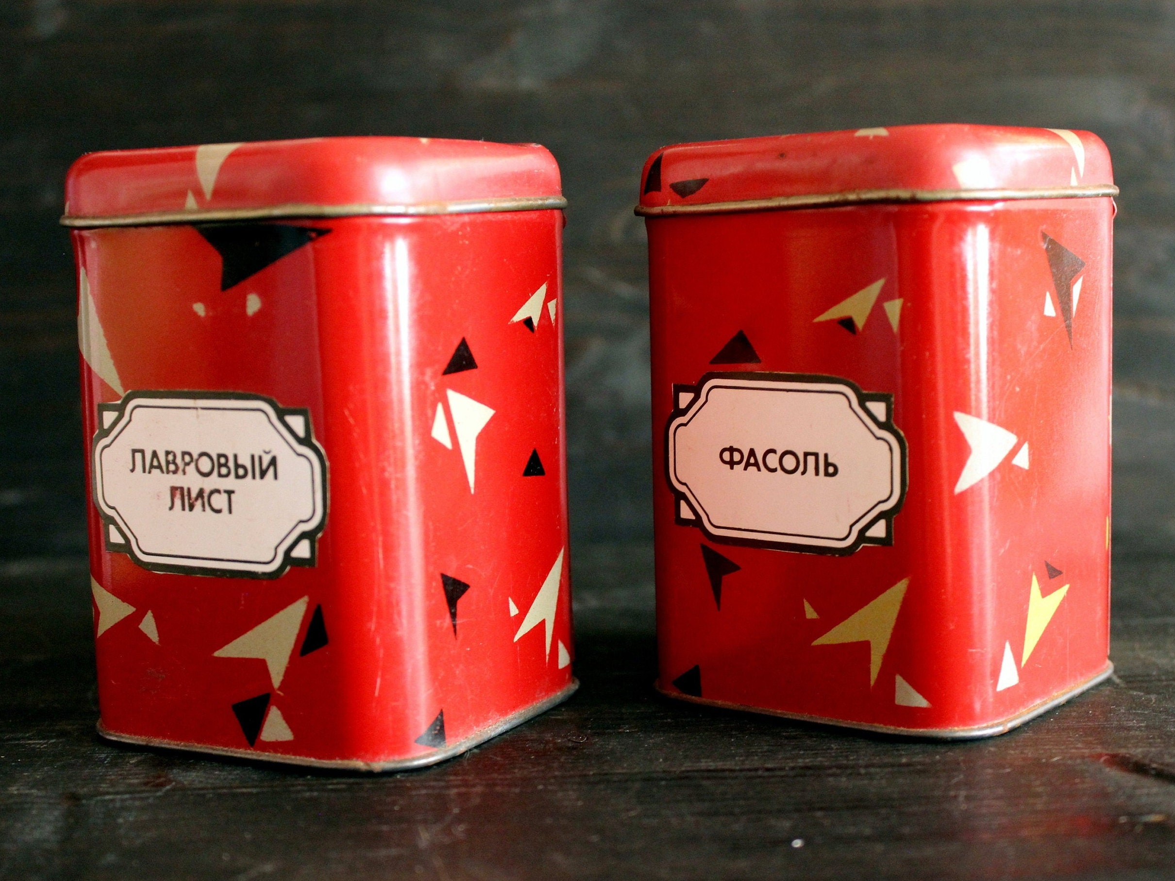 Vintage Küche Kanister Set / bemalte Metall Dose / dekorative | Etsy