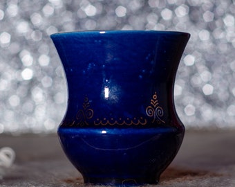 Small cobalt blue ceramic vase for flowers Unique vase