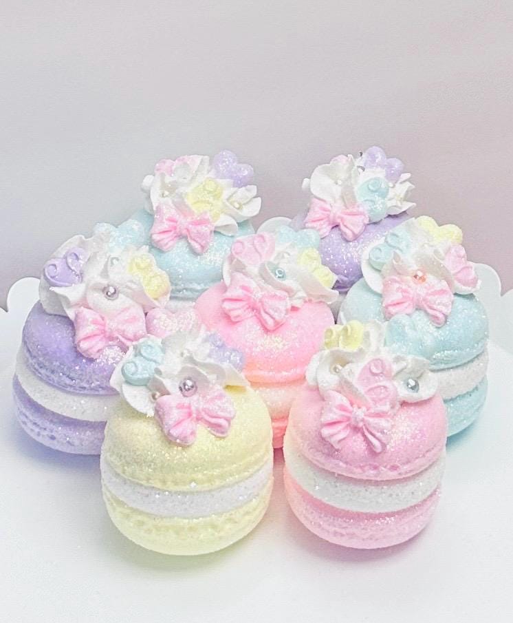 Fake Valentine Pastel Macaron Cookie Faux Frosting With Hearts And Pearls Fake Bake 2.5 Inch