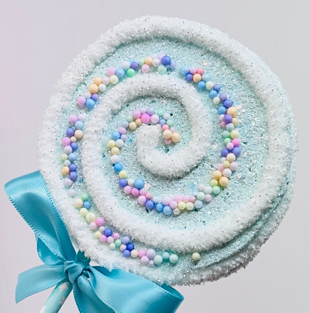 Lollipop Candy Land Pastel Prop White Chenille With Candy Bits