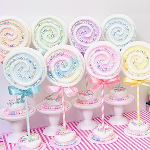 Lollipop Donut Stand Centerpiece 10 Inch Faux with Bits 4 inch Wide Sold Individually