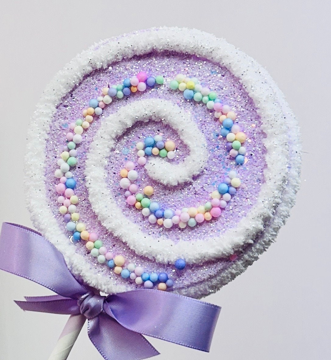 Lollipop Candy Land Pastel Prop White Chenille With Candy Bits