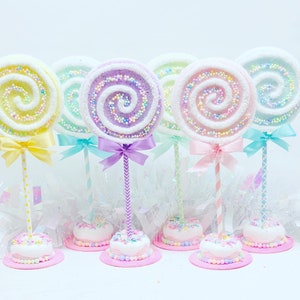 Lollipop Donut Stand Centerpiece 10 Inch Faux with Bits 4 inch Wide Sold Individually