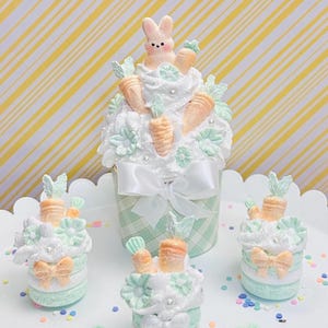 Faux Easter Cupcakes Cookies Decorations Mint Green With Carrots And Flowers Fake Bakes