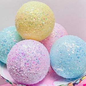 4 Inch Extra Large Pastel Glitter Gumball Sugar Ornaments