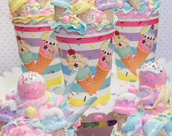 Faux Ice Cream Soda Sprinkles Multi Color 7 Inch Glitter Sparkle