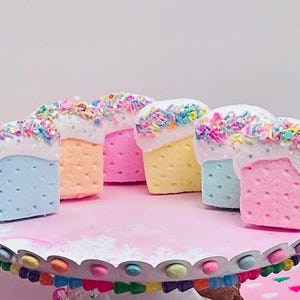 Pastel S’more Sprinkle Ice Cream Sandwich Glitter Fake Bake 3 Inch