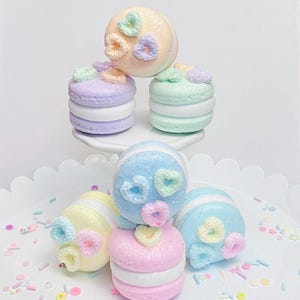Fake Pastel Valentine Sugar Covered Macaron Cookie Fake Bake 1.5 Inch
