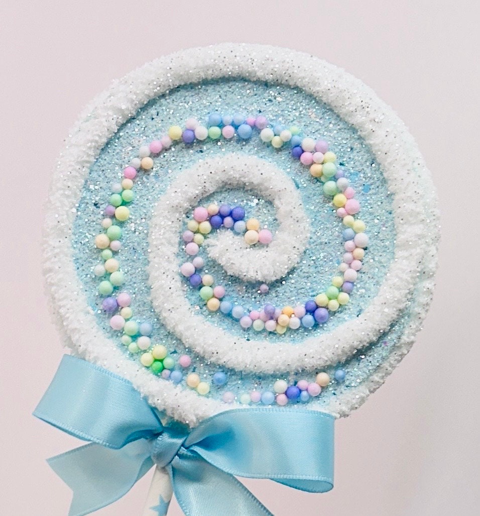 Lollipop Candy Land Pastel Prop White Chenille With Candy Bits