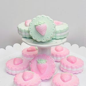Fake Pastel Pink Strawberry and Lemon Sugar Covered Cookie Fake Bake 2 Inch