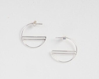 Unusual Silver Hoop Earrings | Minimalist Earrings | Modern Earrings | Eco Friendly Jewellery