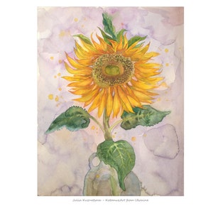 Ukrainian artist, Postcard based on my painting "Sunflower", Digital download, Ukrainian Seller, Wall Art