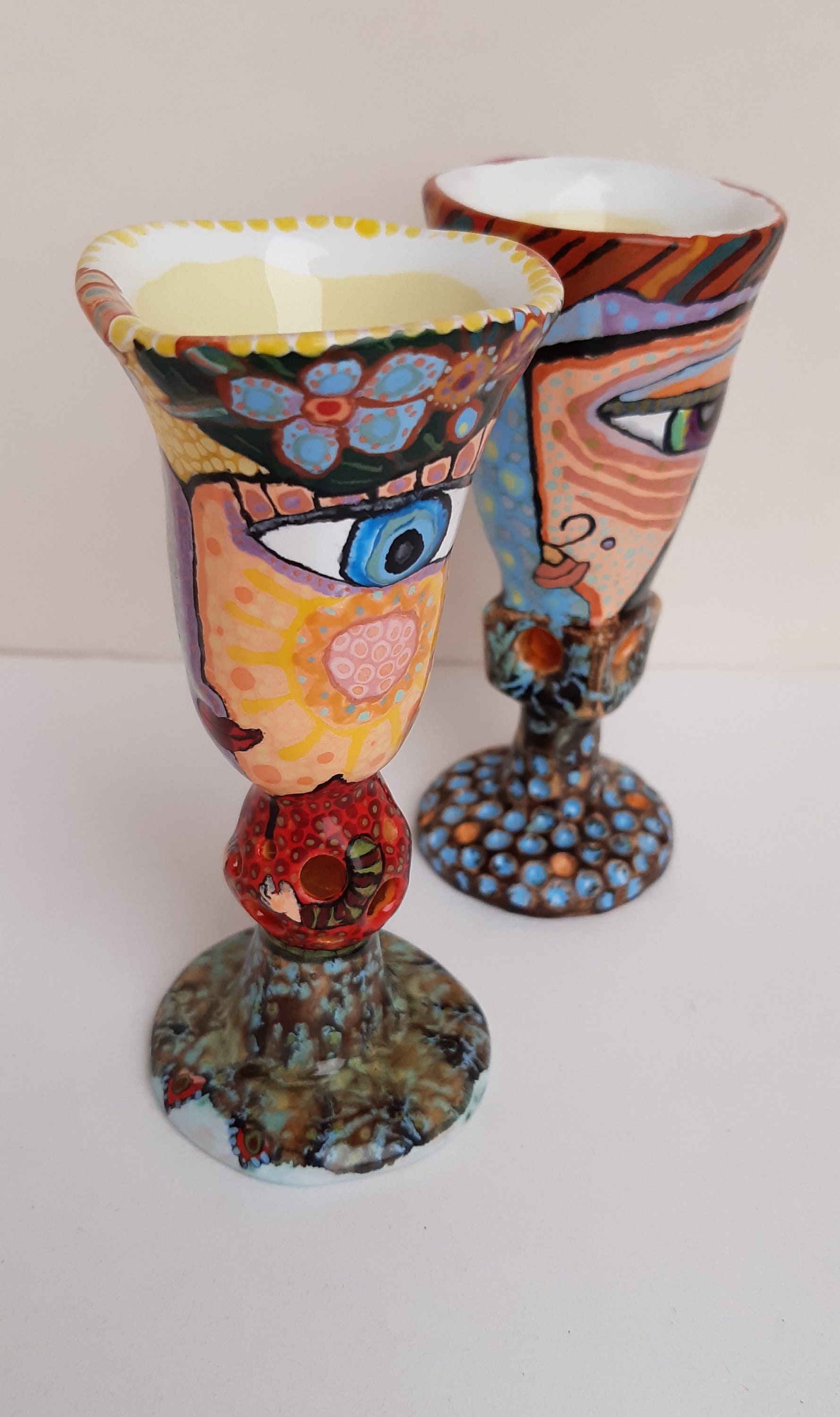 Ceramic glasses Handpainted glasses Ceramic handmade Etsy
