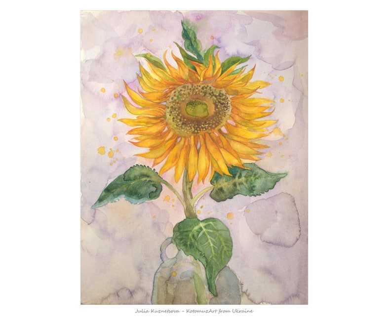 Ukrainian artist, Postcard based on my painting 'Sunflower', Digital download, Ukrainian Seller, Wall Art 