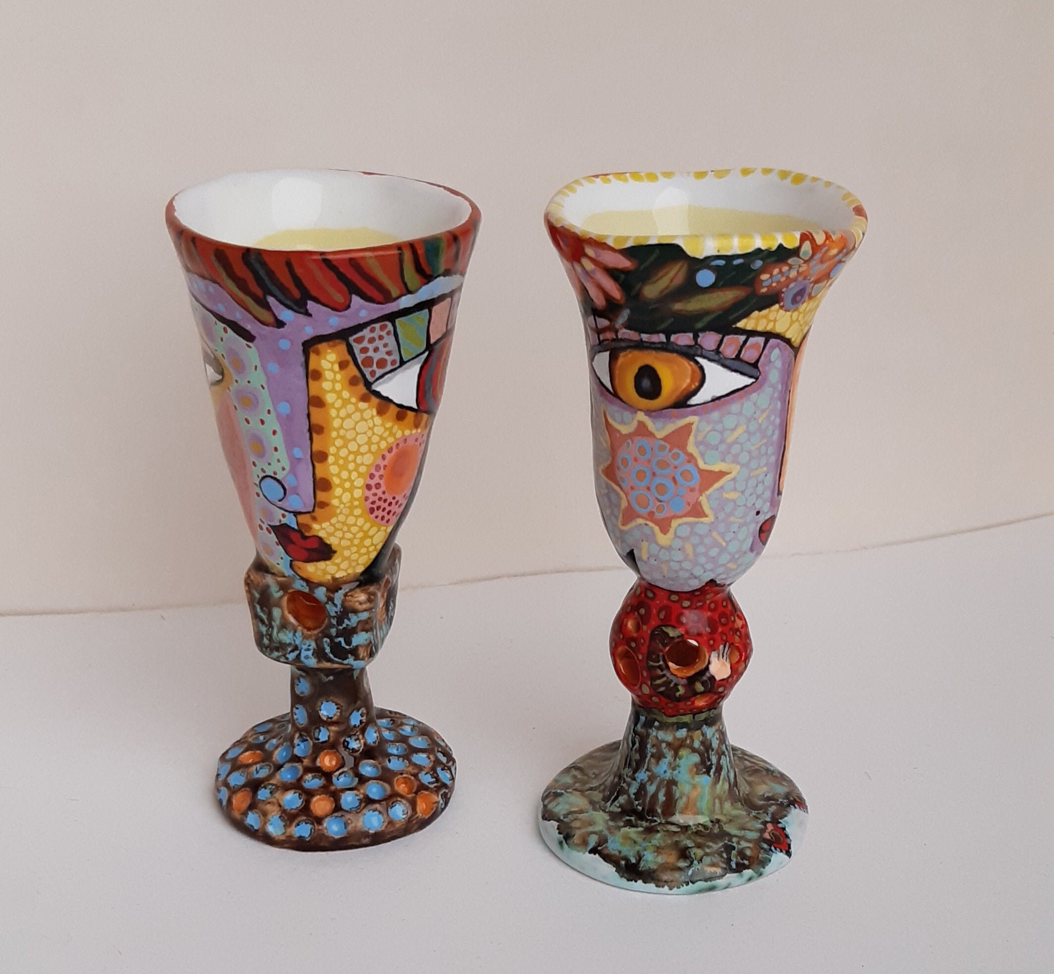 Ceramic glasses Handpainted glasses Ceramic handmade Etsy