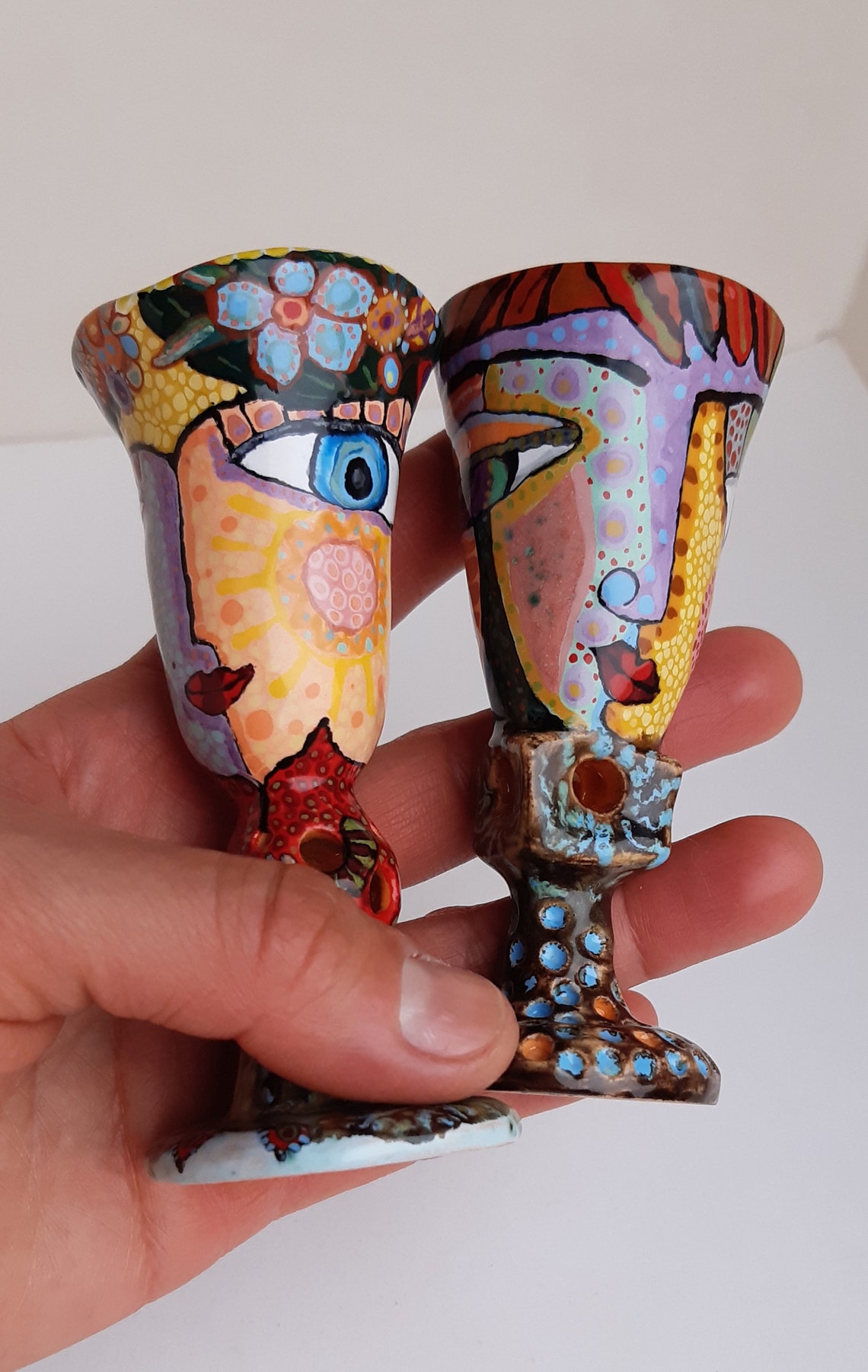 Ceramic glasses Handpainted glasses Ceramic handmade Etsy