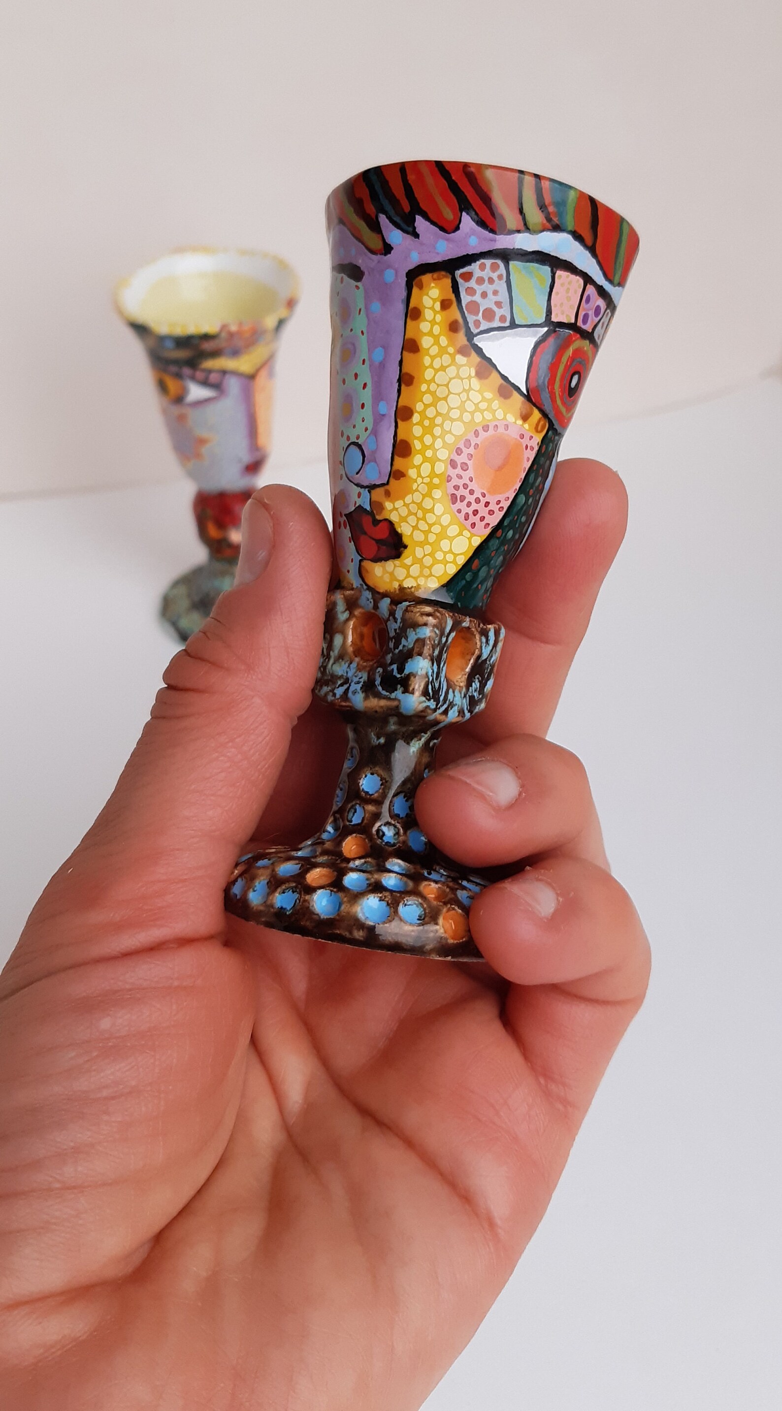 Ceramic glasses Handpainted glasses Ceramic handmade Etsy