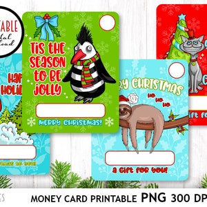 Porta biglietti di auguri natalizi - Biglietto stampabile con simpatici animali - File PNG