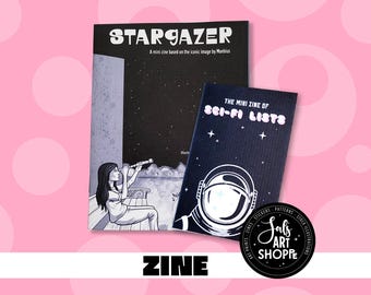 Comic Zine, Stargazer Mini Zine, SciFi Zine, Booklet of Sci-Fi Lists, Science Fiction
