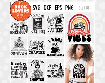 Reading SVG Bundle, Book Lovers SVG, Booktrovert Cutting File, Reading Cut Files, Bookworm PNG, Librarian Svg, Book Bundle Svg, Skeleton Svg