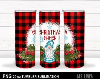 Skinny Tumbler Sublimation - Christmas Gnomes with Christmas Cheer PNG