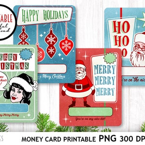 Titolare della carta di denaro di Natale - Cartolina di Natale retrò stampabile - File PNG