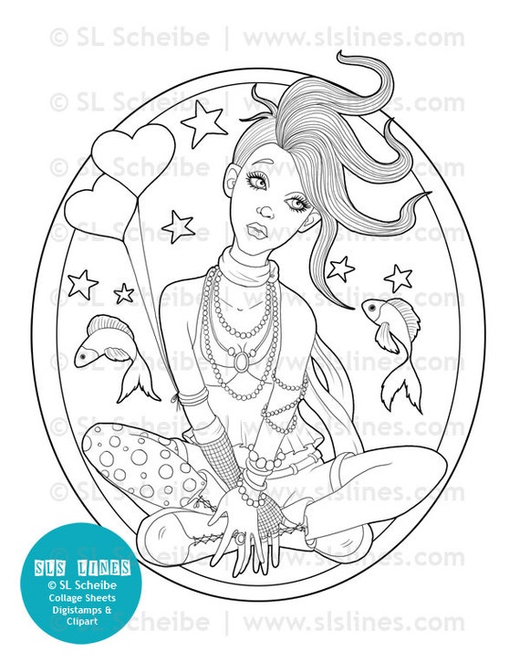 Goth Girls Adult Coloring Book Pdf Printable Adult Coloring Etsy