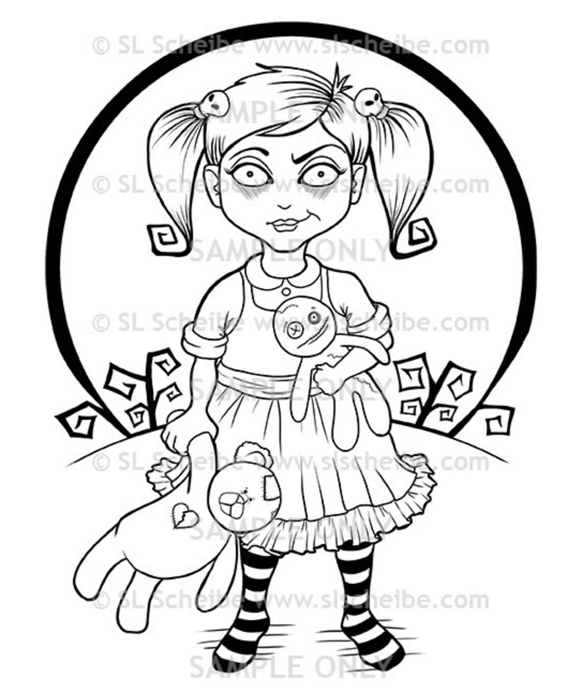 Goth Girls Adult Coloring Book PDF printable adult coloring | Etsy