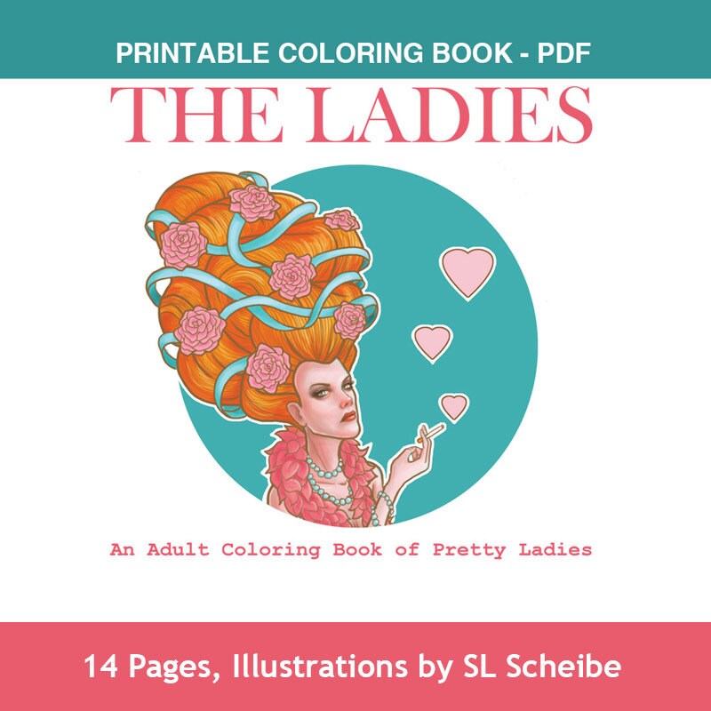 Download Adult Coloring Book Pdf Pretty Ladies Beautiful Women Etsy