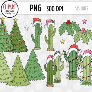 Western Christmas Clipart, Country Santa Clipart, Santa Rodeo, Cowboy Boot Ornaments, Santa on a Tractor, Christmas Cactus PNG