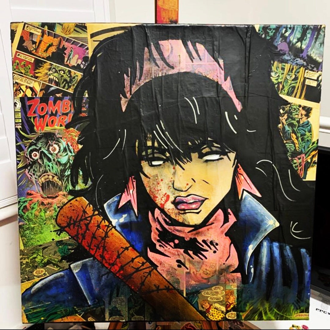 Zombie Rocker Graffiti Zombie Bashing Graffiti Art Canvas by Ordu - Etsy