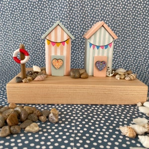 Mini Wooden Beach Huts | Seaside Ornament | Nautical Home Decor | Shell Pebble Art | New Home Gift | Unusual Birthday Present for Her