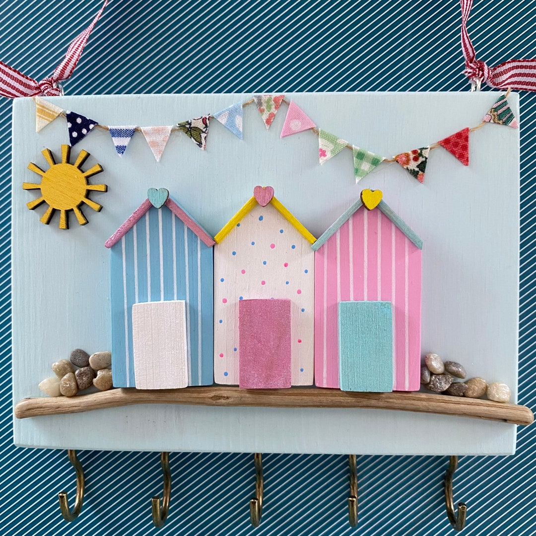 Decorative Beach Huts Wall Hooks Key Holder Home Decor Hooks Hanging