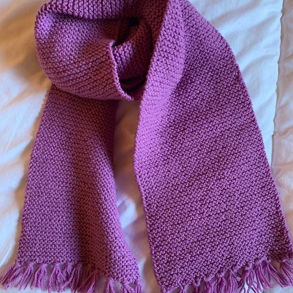 Pink/purple garter stitch scarf