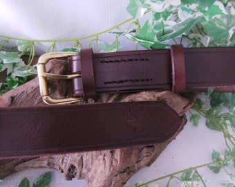 Full saddle stitched bushcraft belt, leather belt. Heavy duty leather belt for work or everyday use
