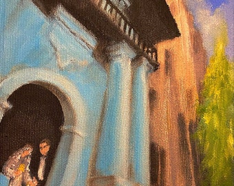 FREE SHIPPING Wedding at Mission Delores, Oldest San Francisco Mission in CA  Archival Print made from a painting by Ray Sokolowski.