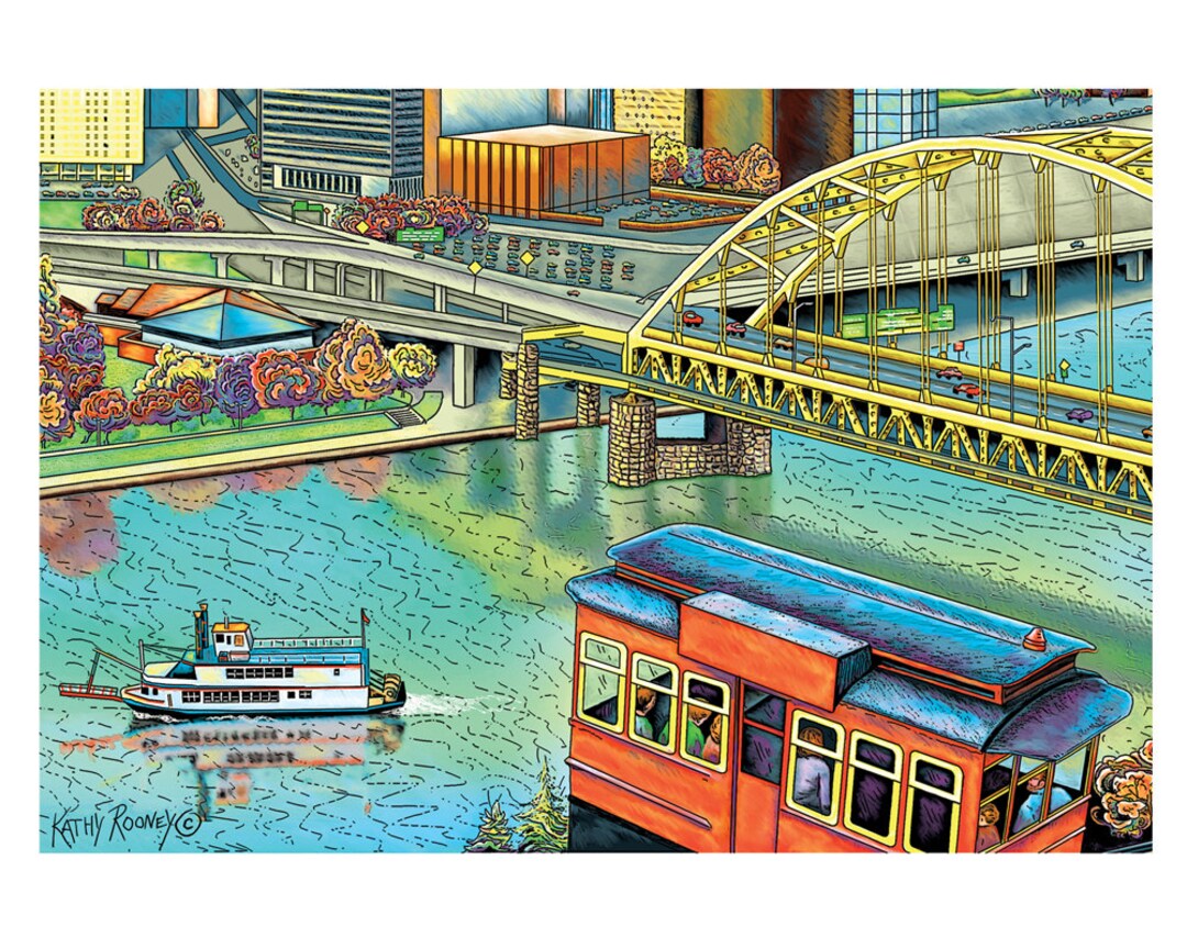 Pittsburgh Landscape, Incline Greeting Card by Kathy Rooney Etsy