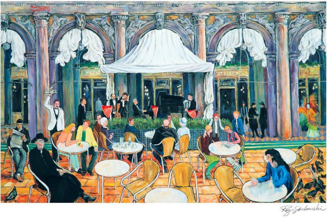 FREE SHIPPING. Venice, Italy, Cafe Florian Restaurant, Oldest Cafe