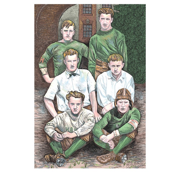 Pittsburgh Football History Remembered, Hope Harvey Team Members, 1923, Greeting Card, drawing by Kathy Rooney