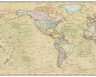 Decorative Antique World Wall Map